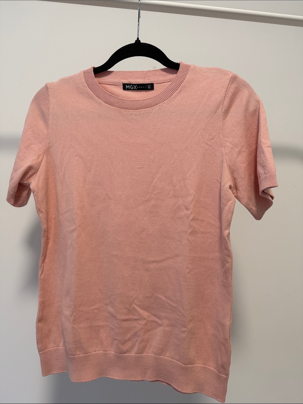 Soft Pink Short Cotton Sleeve Knit Top